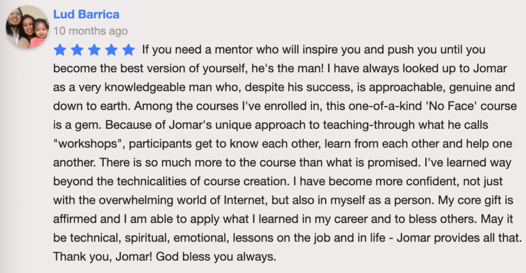 jomar hilario review training courses