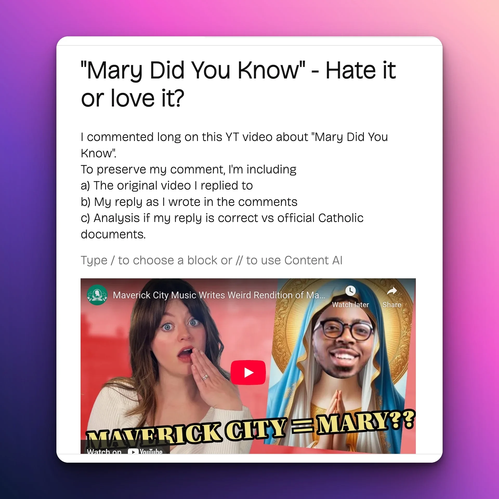 “Mary Did You Know” – Hate it or love it?